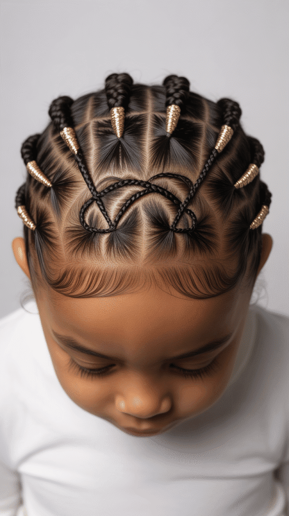 33 Trendy Christmas Hairstyles for Black Kids That Spark Joy 25 Geometric Cornrow Pattern