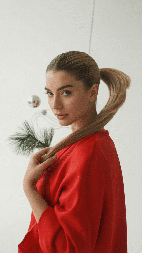 30 Best Christmas Hairstyles for Women to Shine This Holiday Season 3 Sleek High Ponytail