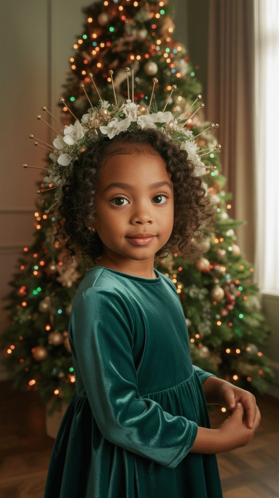 33 Trendy Christmas Hairstyles for Black Kids That Spark Joy 2 Christmas Crown Braid
