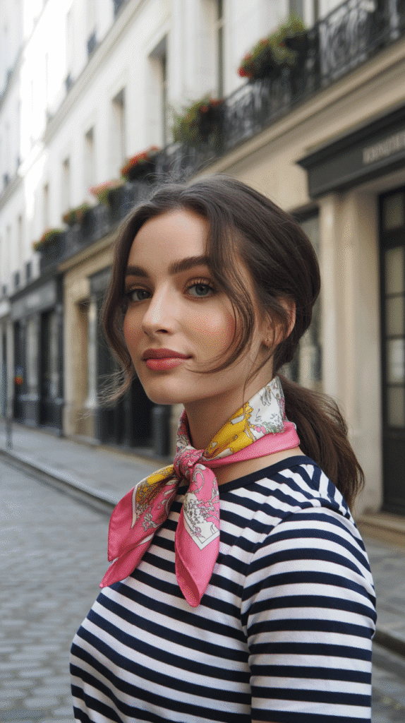 27 Trendy French Hairstyles That Define Effortless Chic 22 Scarf-Wrapped Ponytail