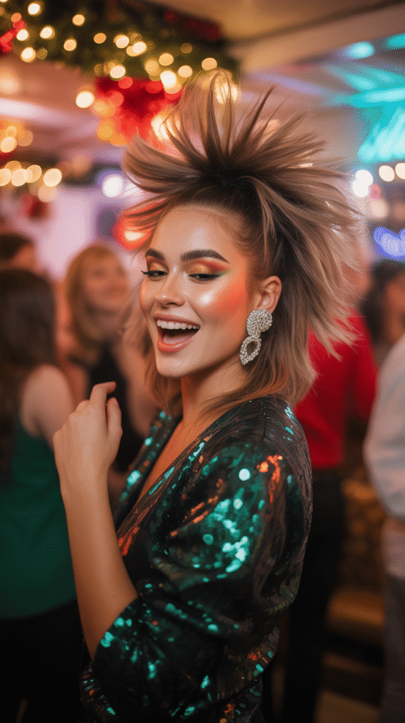 33 Best Christmas Hairstyles for Medium Length Hair That Wow 22 Textured High Ponytail