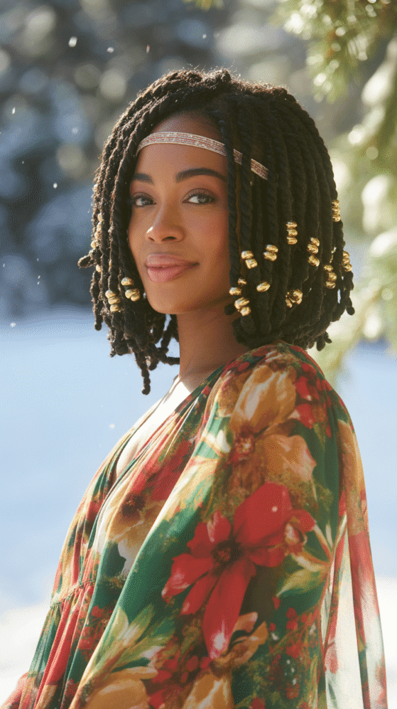 33 Trendy Christmas Hairstyles for Black Kids That Spark Joy 32 Passion Twists with Accessories