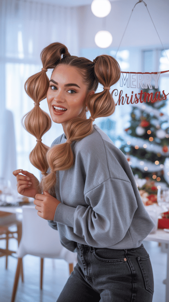30 Best Christmas Hairstyles for Women to Shine This Holiday Season 14 Bubble Ponytail