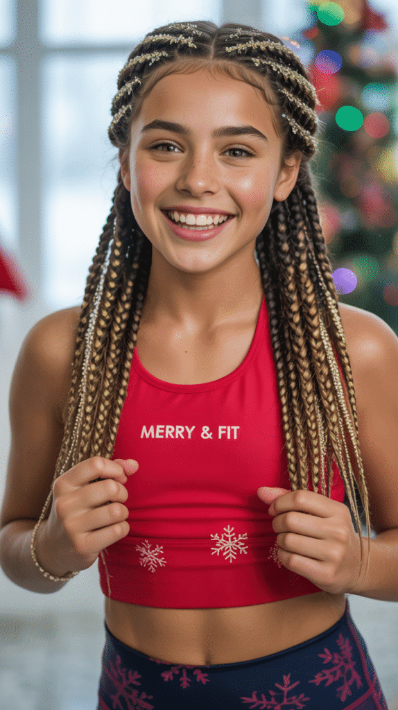 30 Easy Christmas Hairstyles for Teens That Are Fun and Trendy 13 Double Dutch Braids with Gold Thread