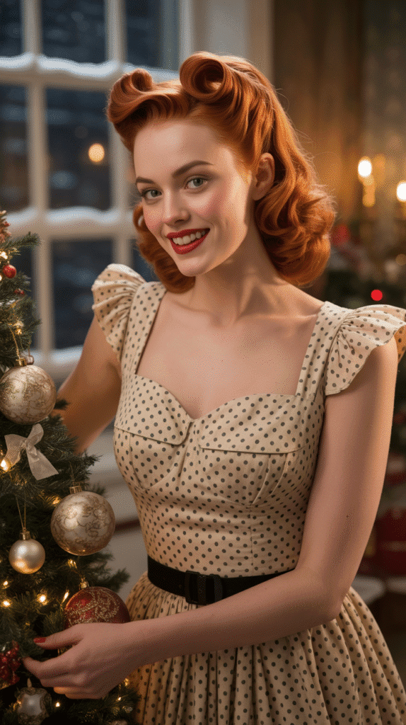 30 Best Christmas Hairstyles for Women to Shine This Holiday Season 13 Retro Victory Rolls