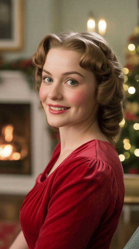 33 Modern Christmas Hairstyles for Curly Hair Full of Bounce and Charm 30 Pinned Side Curls