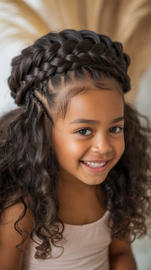  Braided Crown with Loose Hair