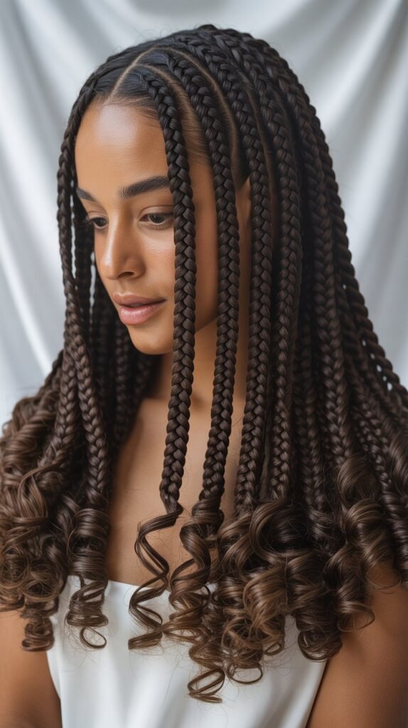  Box Braids with Curly Ends