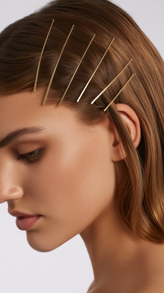 Sleek Side Part with Bobby Pins
