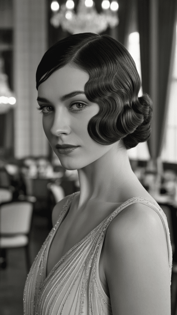 33 Vintage 1930s Updo Hairstyles for Special Occasions 16 Asymmetrical Wave Arrangement