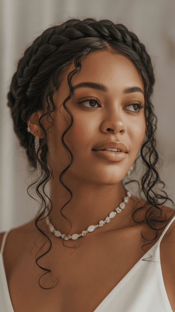 30 Easy Braided Hairstyles for Black Women 20 Crown Braid with Curls