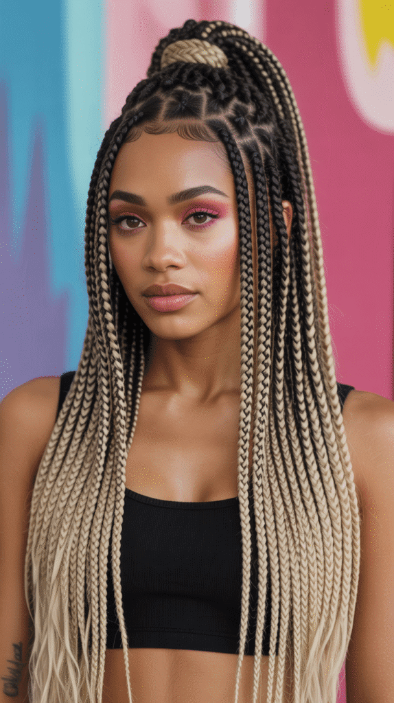 30 Easy Braided Hairstyles for Black Women 29 Colored Ombré Braids