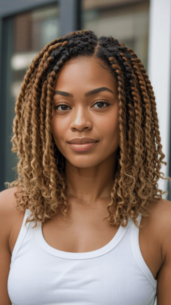 27 Blonde Twist Hairstyles for Black Women Perfect for Any Event 24 Bronde (Brown-Blonde) Ombre Twists
