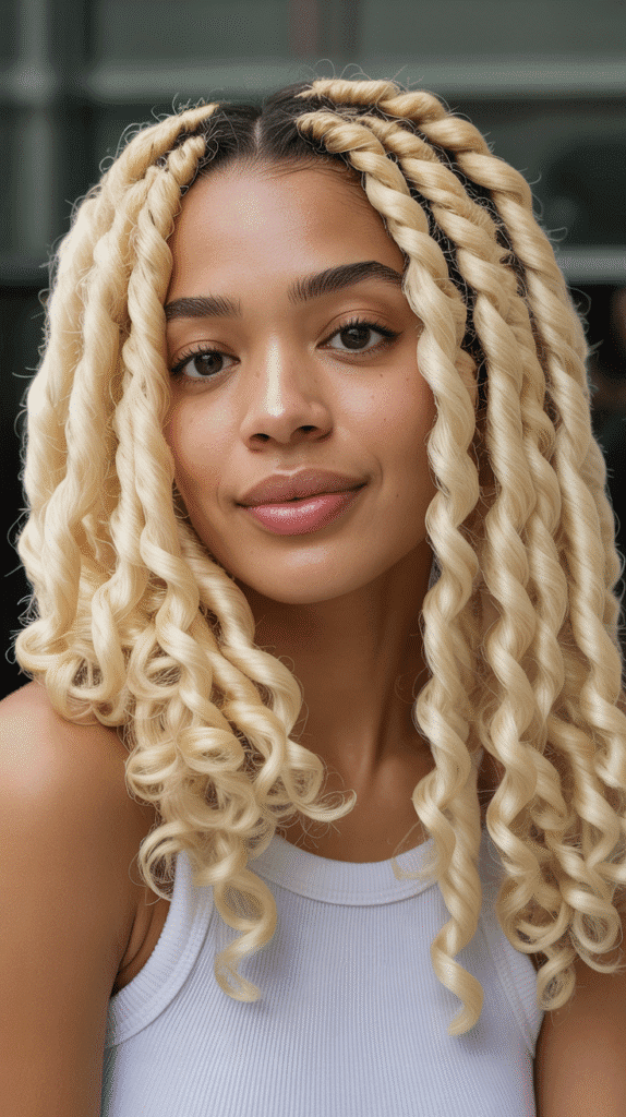 27 Blonde Twist Hairstyles for Black Women Perfect for Any Event 9 Butter Blonde Kinky Twists