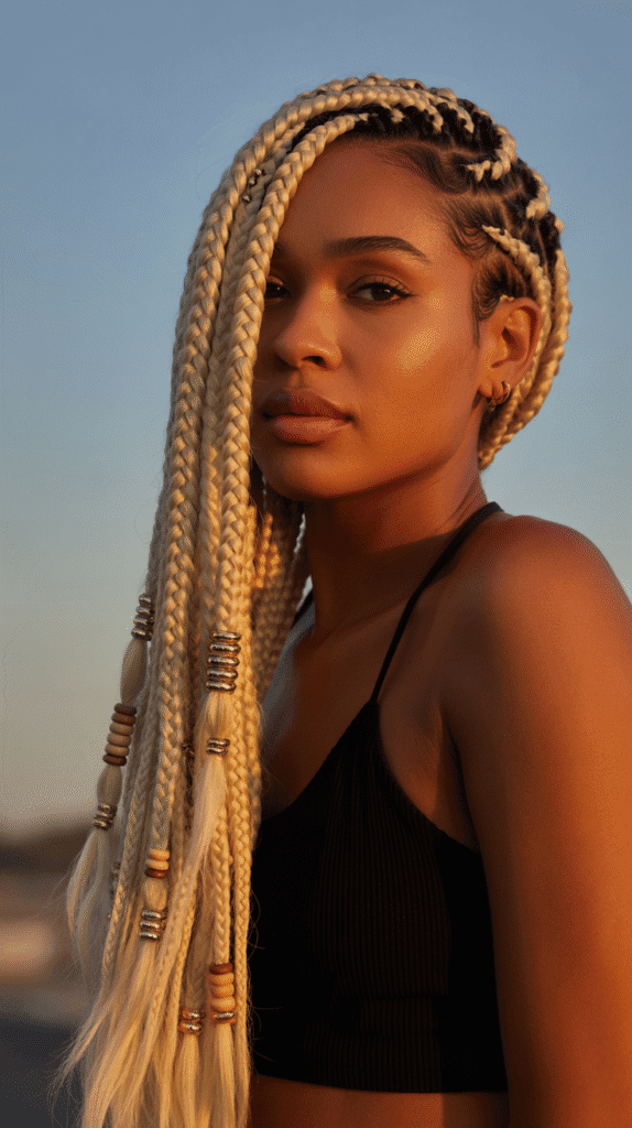 30 Easy Braided Hairstyles for Black Women 26 Lemonade Braids with Beads