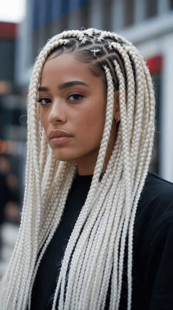 27 Blonde Twist Hairstyles for Black Women Perfect for Any Event 2 Platinum Blonde Box Braids with Twists