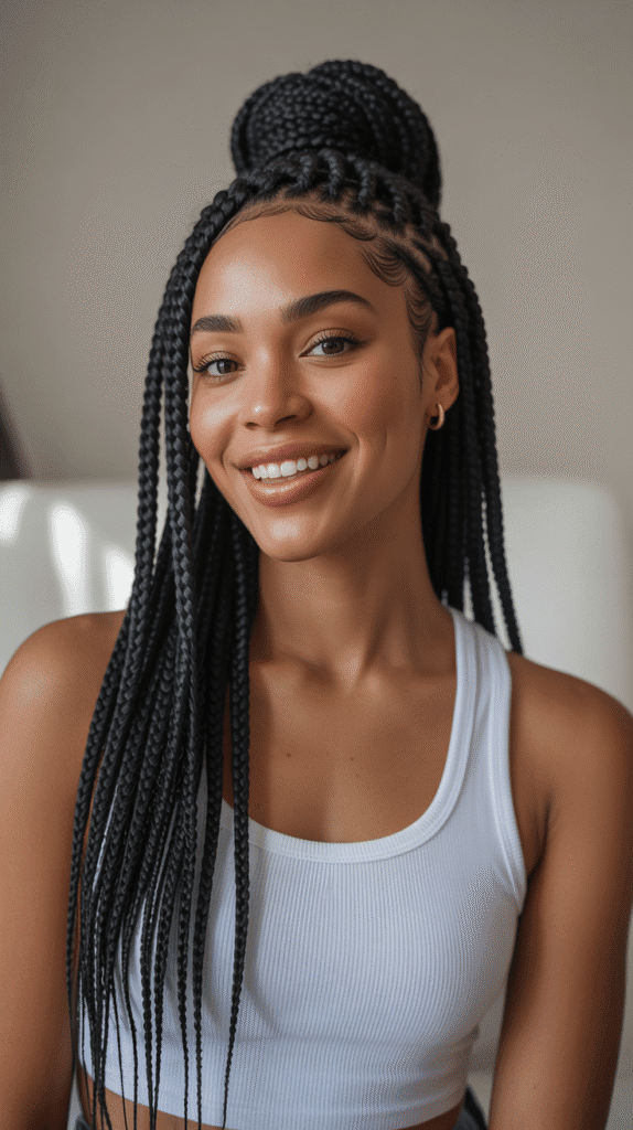 30 Easy Braided Hairstyles for Black Women 1 Classic Box Braids
