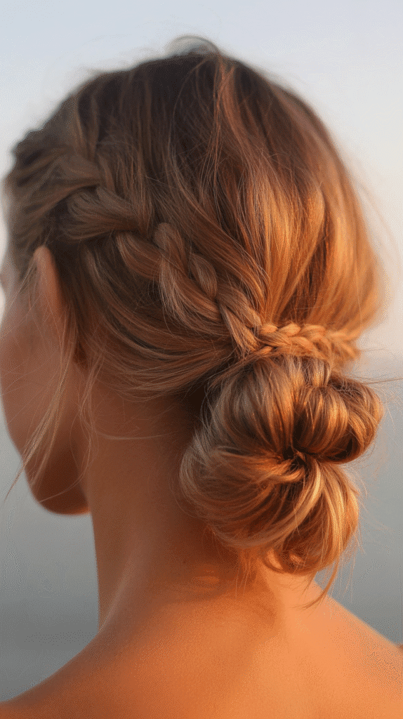 30 Dreamy Whimsical Hairstyles for Medium-Length Hair You'll Fall in Love With 3 Messy Low Bun with Braided Accent