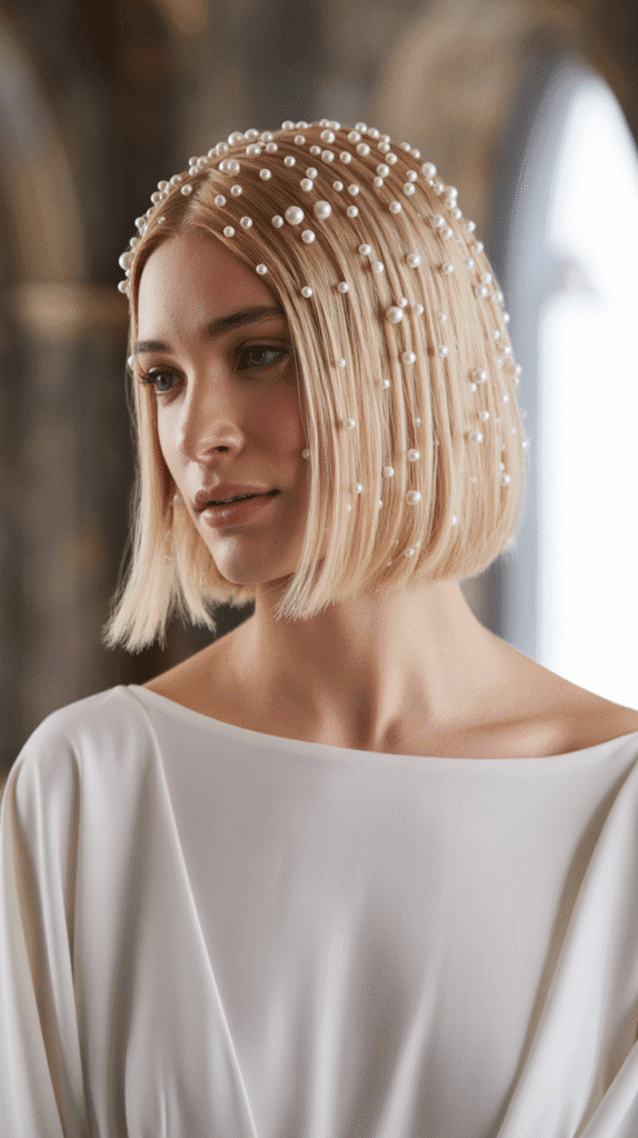 33 Chic Medieval Hairstyles for Short-Haired Princesses 18 The Pearl-Studded Simplicity