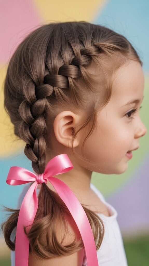 Side Braid with Ribbon
