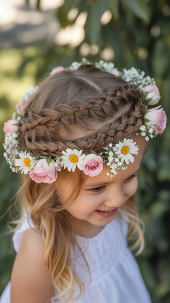 Halo Braid with Flowers