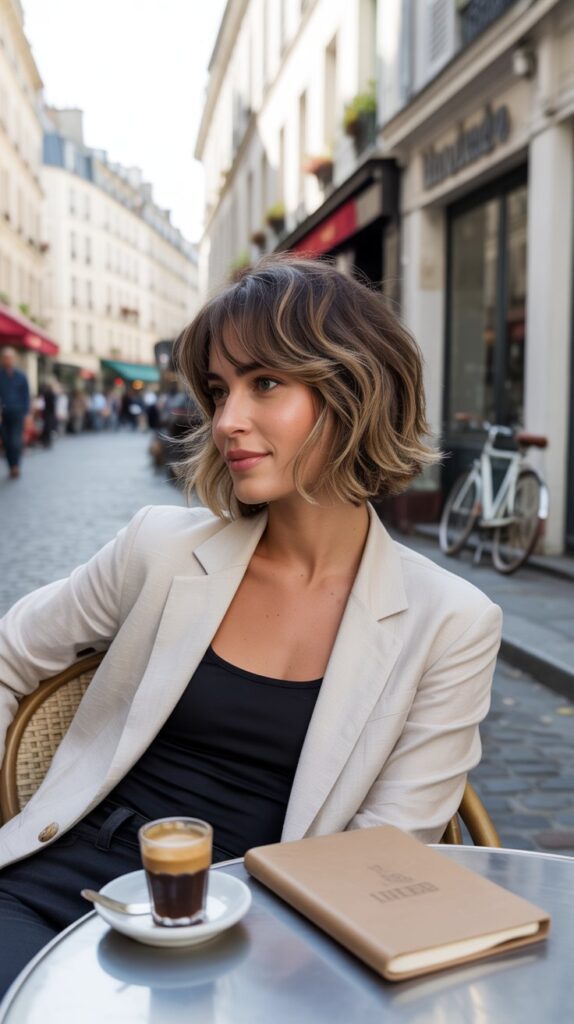 27 Modern French Short Hairstyles That Are Parisian-Approved 26 The Messy Textured Lob