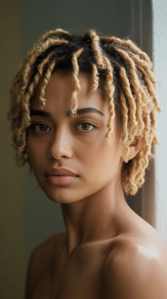 30 Stylish Dreadlock Styles for Short Hair That Look Fresh 16 Blonde Short Locs with Dark Roots