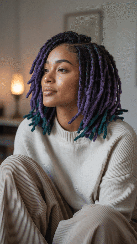 30 Cozy Fall & Winter Hairstyles for Black Women You'll Want to Copy 5 Faux Locs with Colored Tips