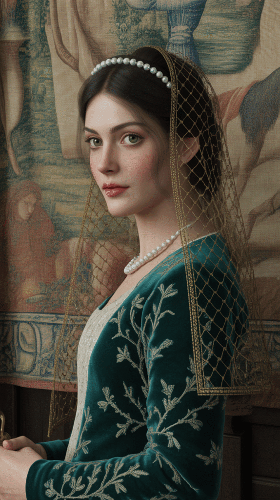 27 Royal Medieval Hairstyles for Princesses with Crowns 6 The Netted Caul with Circlet Overlay