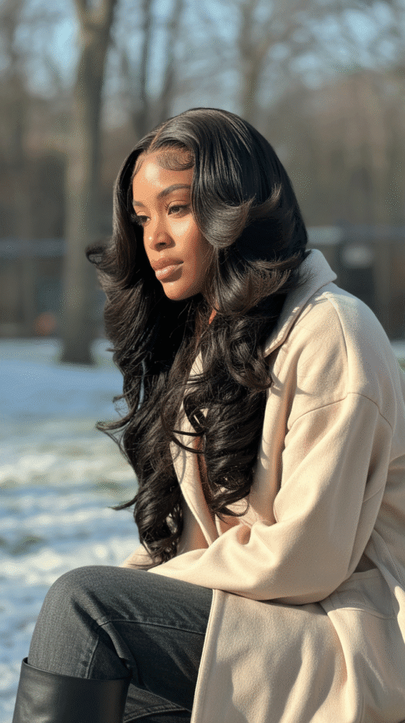 26 Flawless Winter Sew-In Hairstyles for Black Women That Look Effortless 6 Long Layered Sew-In