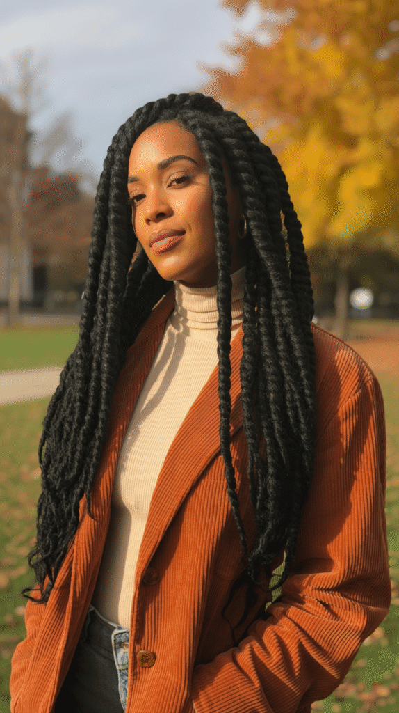30 Cozy Fall & Winter Hairstyles for Black Women You'll Want to Copy 4 Jumbo Senegalese Twists