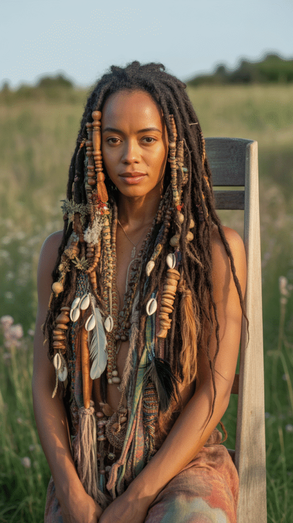 37 Best Dreadlock Styles for Black Women That Slay Every Look 31 Boho Loc Style with Accessories