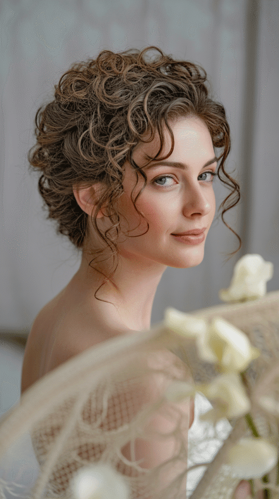 33 Trendy French Hairstyles for Curly Hair That Embrace Natural Beauty 32 Pinned Curly Updo with Volume