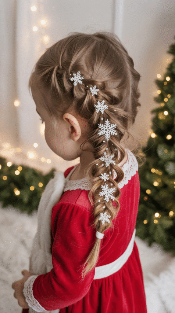 25 Adorable Christmas Hairstyles for Kids That Spark Holiday Joy 16 Snowflake French Braid