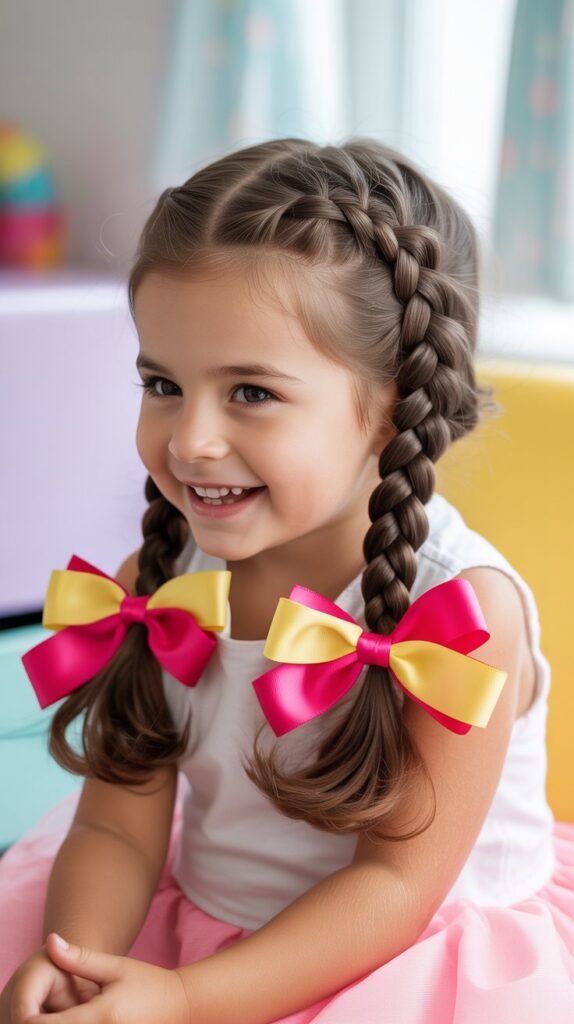 Braided Pigtails with Bows