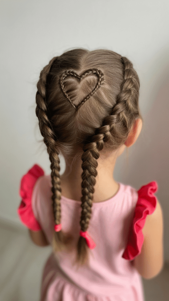 27 Easy Braided Hairstyles for Kids 12 Heart-Shaped Braid