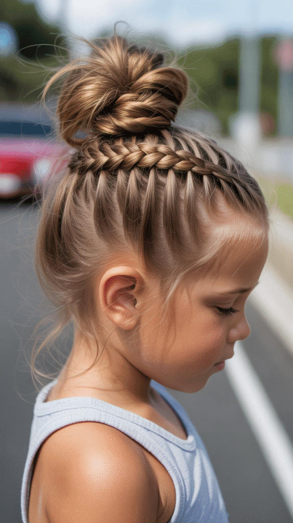 27 Easy Braided Hairstyles for Kids 15 Braided Top Knot