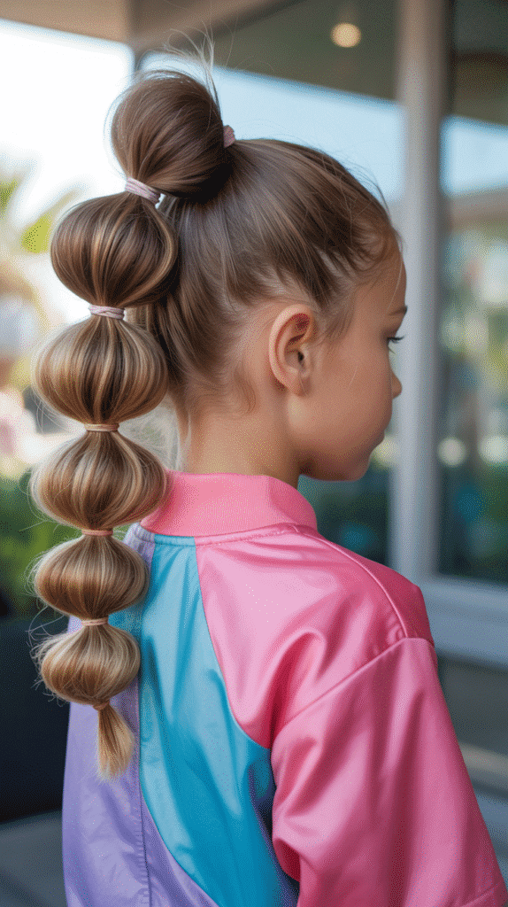 27 Easy Braided Hairstyles for Kids 11 Bubble Braid Ponytail