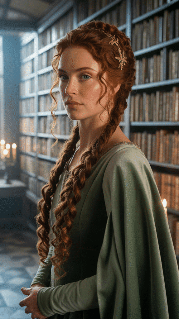 30 Romantic Medieval Hairstyles for Princesses with Curls 16 The Four-Strand Braid Updo