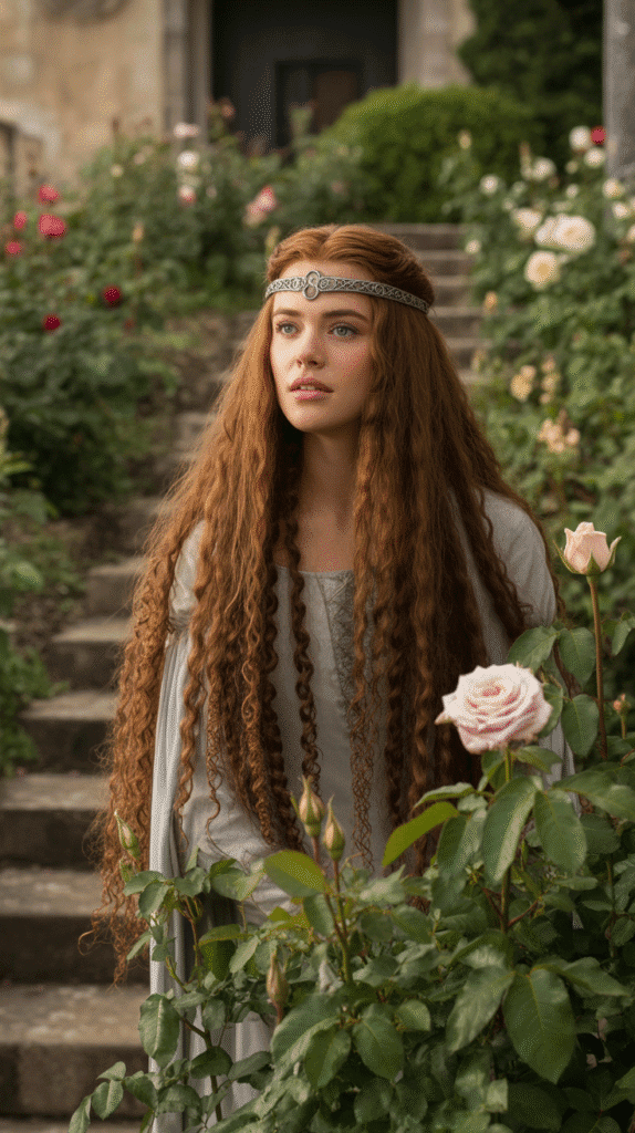 27 Creative Medieval Hairstyle Ideas for Princesses 2 Long Flowing Tresses with a Circlet