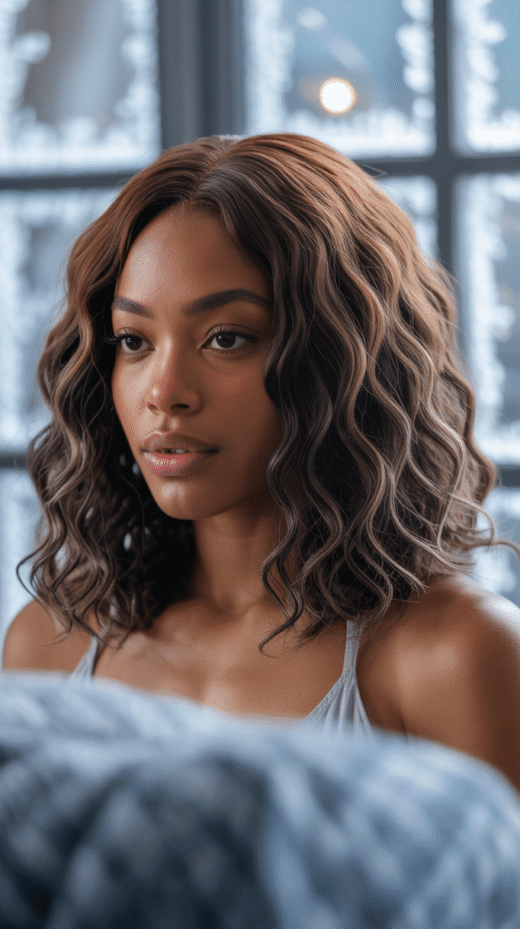 30 Gorgeous Winter Wig Styles for Black Women You'll Want to Try Now 16 Shoulder-Length Water Wave