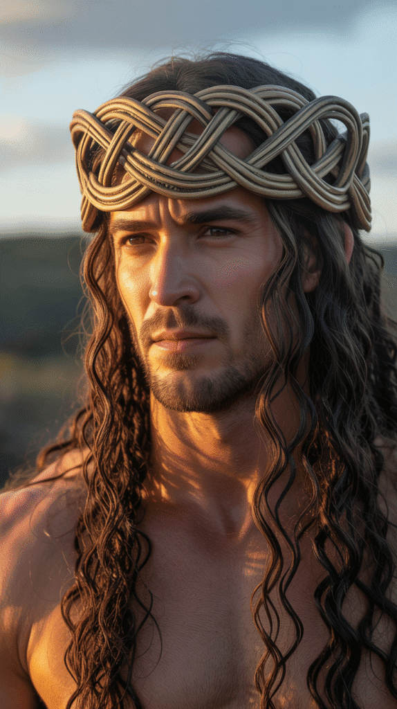 28 Stylish Elf Hairstyles for Men That Look Bold and Mystical 5 Intricate Crown Braid Halo