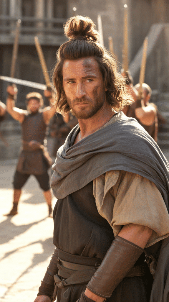 28 Stylish Elf Hairstyles for Men That Look Bold and Mystical 17 Warrior Knot Top with Flowing Hair