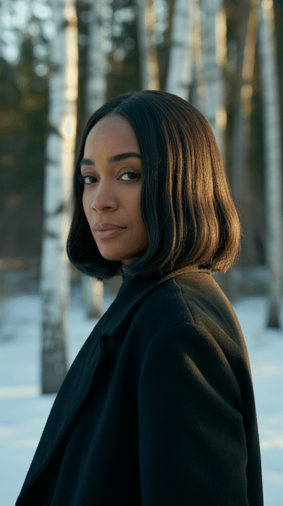 27 Sleek Straight Natural Hairstyles for Black Women Perfect for Winter 10 Sleek Straight Shoulder-Length Cut