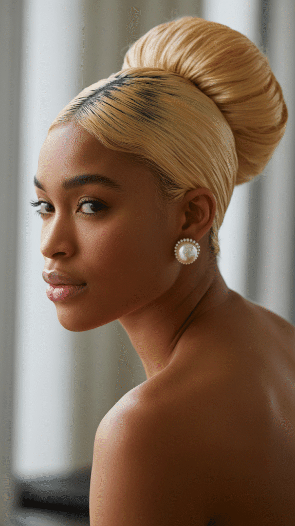 25 Blonde Crimped Hairstyles for Black Women That Stand Out 22 Crimped Blonde Low Bun