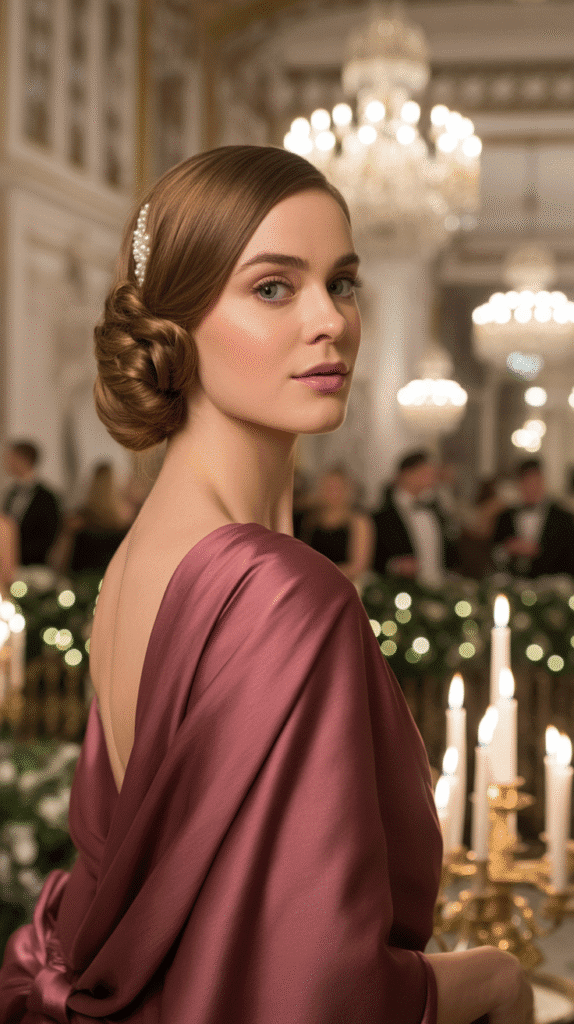 33 Simple Christmas Party Hairstyles for Medium Hair That Look Stunning 23 Chignon with Wrapped Braid Detail