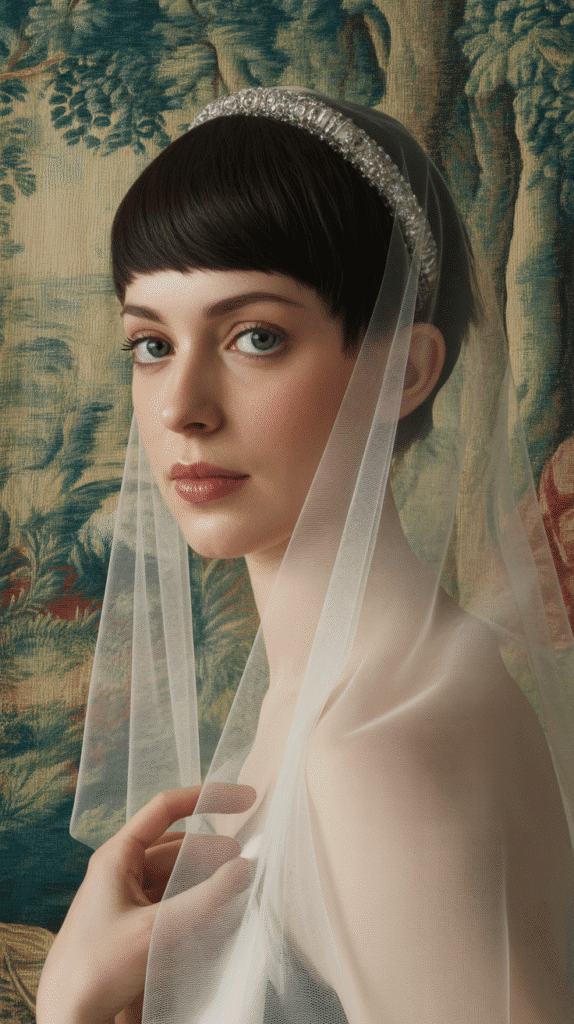 33 Chic Medieval Hairstyles for Short-Haired Princesses 4 The Veiled Mystery Look