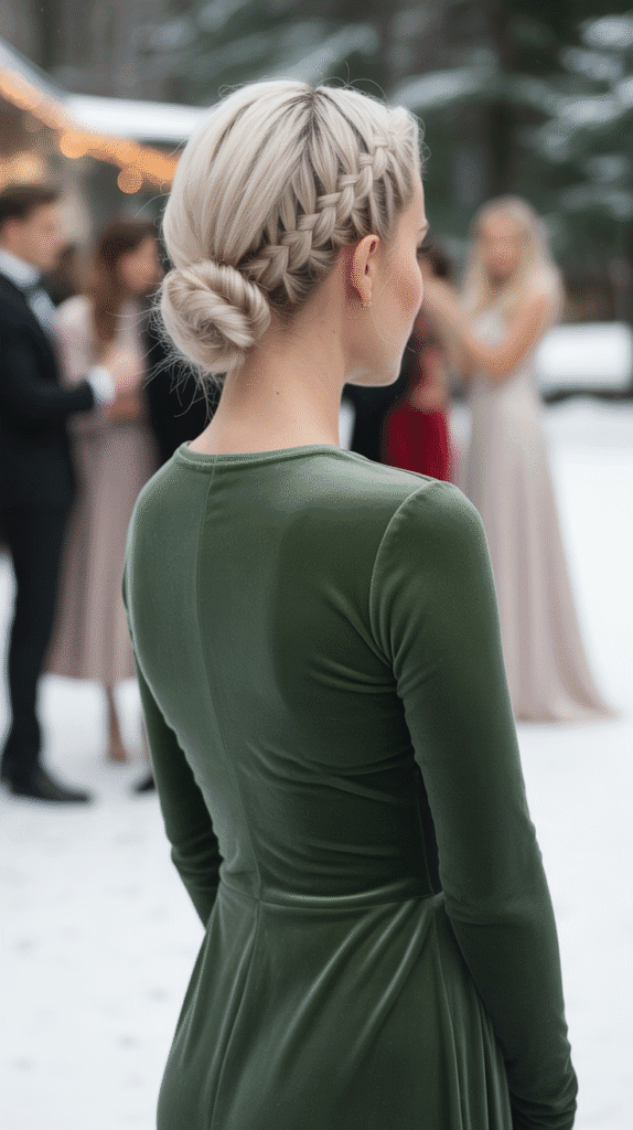 30 Elegant Christmas Party Hairstyles for Long Hair You'll Love 12 Double Dutch Braids into Low Bun