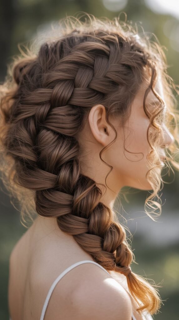 Fishtail Side Braid with Pulled-Apart Texture