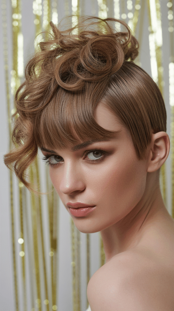 27 Beautiful Christmas Party Hairstyles for Thin Hair That Add Volume 20 Voluminous Bangs with Sleek Back